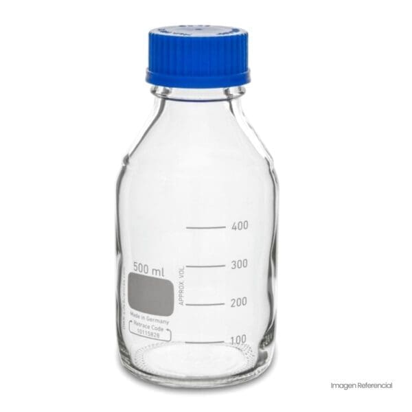 Frasco tipo Schott tapa rosca azul 500ml