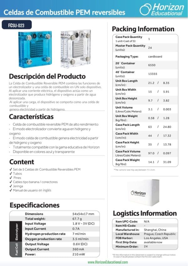 Celda de Combustible PEM Reversible - Horizon Educational - Image 2