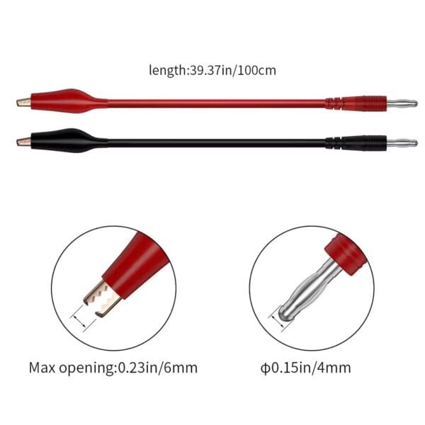 Cable Banana–Pinza Caimán 4 mm Chapado Oro – 1 m - Image 2