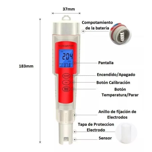 Medidor Digital 4 en 1 pH / TDS / EC / Temperatura - Image 5