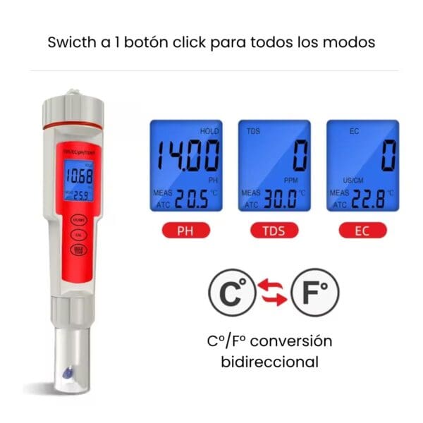 Medidor Digital 4 en 1 pH / TDS / EC / Temperatura - Image 4