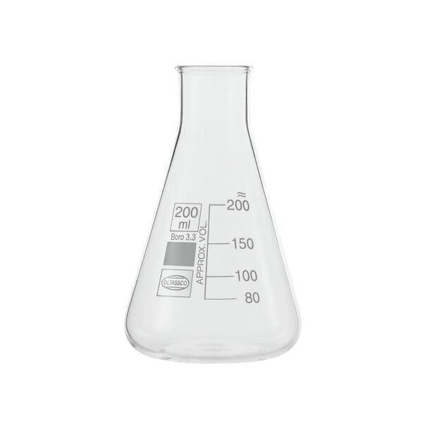 Matraz Erlenmeyer Graduado 200 ml | Boro 3.3 | Boca angosta