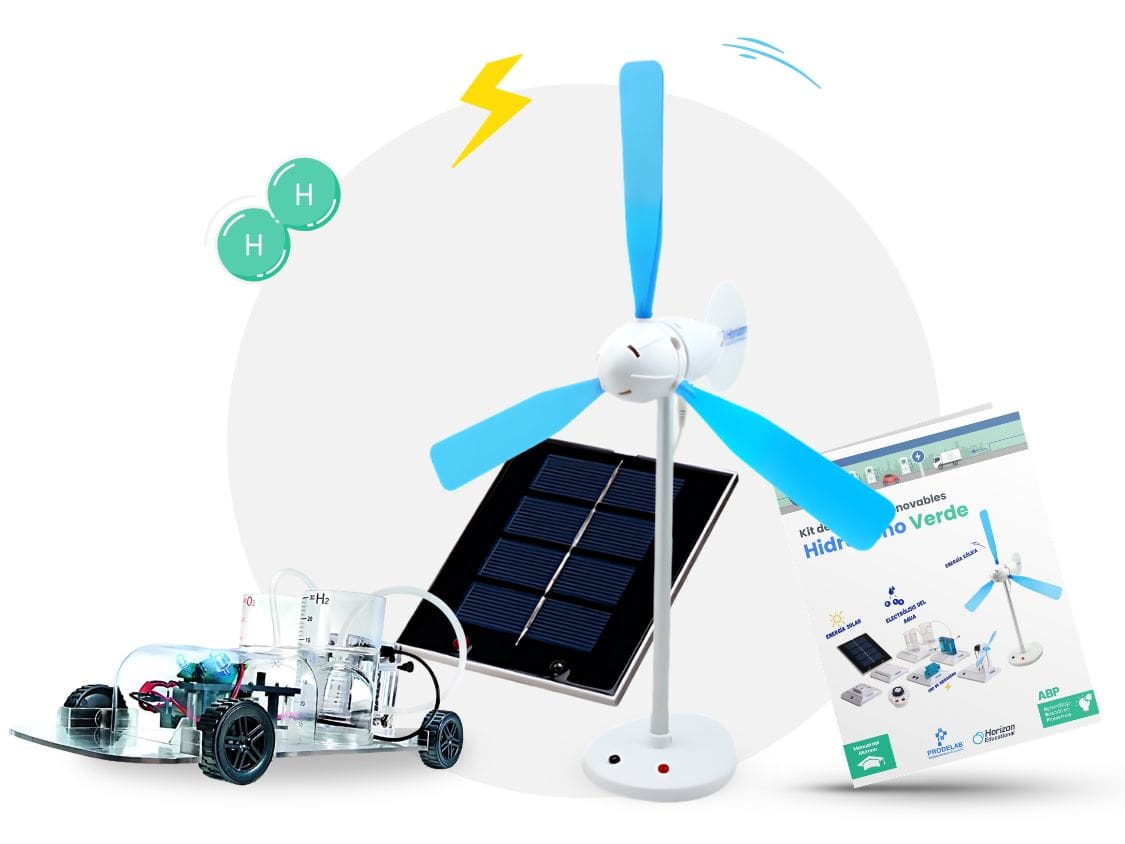 Kit educativo de energías renovables con panel solar y turbina eólica para educación científica escolar